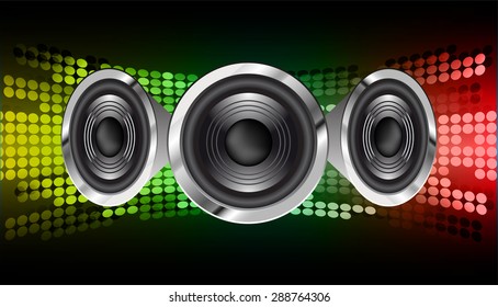 vector dark yellow green red sound wave, abstract pulse background. speaker. music. infographics. Technology background for computer graphic website internet and business. loudspeaker