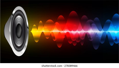 vector. dark yellow red blue sound wave, abstract pulse background. speaker. music. infographics. Technology background for computer graphic website internet and business.