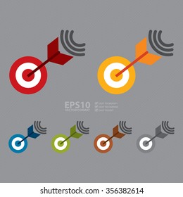 Vector : Dart With Target, Target, Mission Infographics Flat Icon, Sign