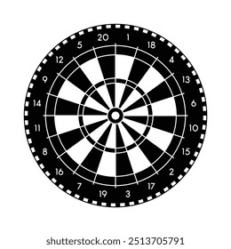 Vector Dartboard Black And White Icon Symbol Isolated On White Background