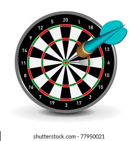 Vector Dartboard with Dart on white background