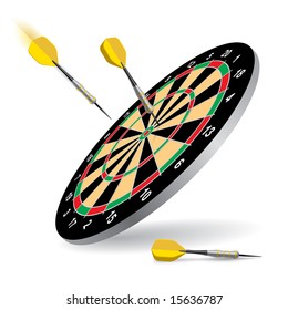 Vector dartboard with darts