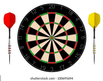 Vector dartboard isolated on white background