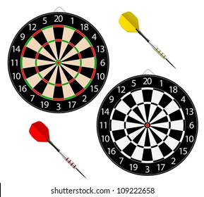 Vector dartboards isolated on white background. With meshes.