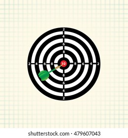 vector darts game  in the target center 