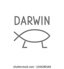 Vector darwin fish, evolution line icon. Symbol and sign illustration design. Isolated on white background