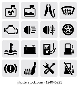 vector dashboard and auto icon set on gray