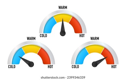 Vector dashboard. Cold, warm and hot temperature sensor. Thermometer icon. High speed. Vector illustration