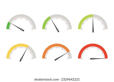 Vector dashboard colorful speedometer icons set
