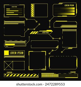 Pantalla de tecnología de realidad virtual de visualización de tablero de Vector. Marco futurista HUD.