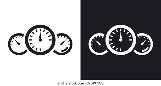 Vector dashboard icon. Two-tone version on black and white background