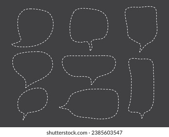 Vector dashed line bubbles speech set. hand-drawn. Illustration.