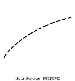 Vector dashed line to indicate airplane trail. Vector line path.