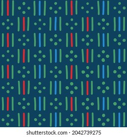 Vector dashes and dots seamless pattern. Design element for prints, backgrounds, template, web pages and textile pattern. 