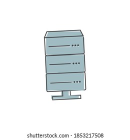 Vector data center icon. Illustration server  cartoon style on white isolated background.