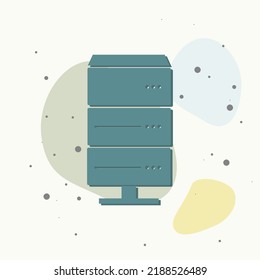 Vector data center icon. Illustration server and clock on multicolored background. Layers grouped for easy editing illustration. For your design.