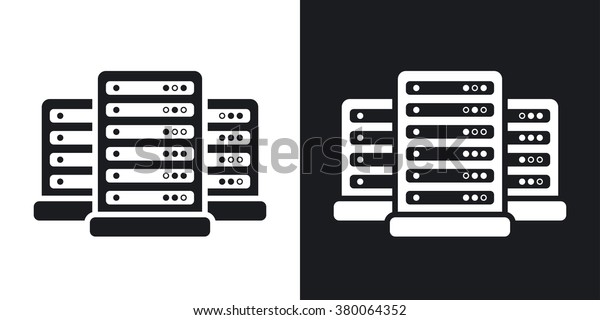 ベクター画像データセンターのアイコン 白黒の背景に2色 のベクター画像素材 ロイヤリティフリー