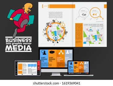Vector data presentation template. Business concept
