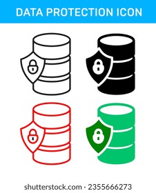 VECTOR DATA PROTECTION ICON IN STROKE AND FILL AND COLOR VERSION