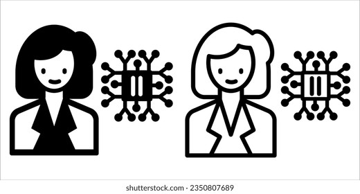 VECTOR DATA SCIENTIST ICON IN STROKE AND FILL VERSION