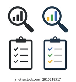 Vector Data Search And Data Result Icon Set