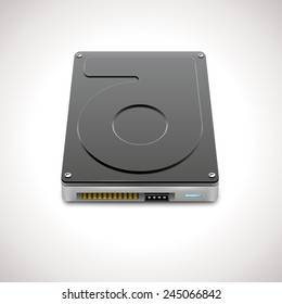 Vector Data Storage Hard Disc Drive Icon. HDD with dark surface Illustration