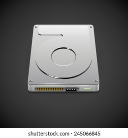 Vector Data Storage Hard Disc Drive Icon. HDD Illustration