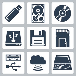 Vector Data Storage Icons Set
