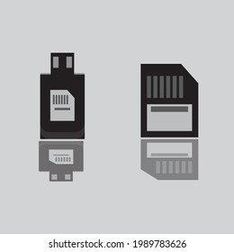Vector data storage icons set, Memory  card icon set vector.