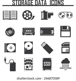 Vector data storage icons set