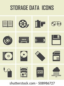 Vector data storage icons set