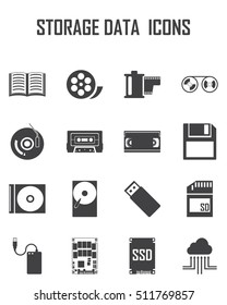 Vector data storage icons set