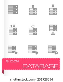 Vector database icon set on grey background