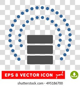 Vector Database Shield Sphere EPS vector icon. Illustration style is flat iconic bicolor cobalt and gray symbol on a transparent background.