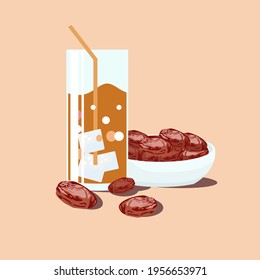 vector of date juice and bowl of dates