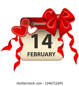 Vector of the date Valentines Day Calendar, 14th of February