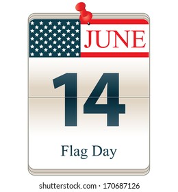 Vector of the date white block calendar Flag Day, June 14th