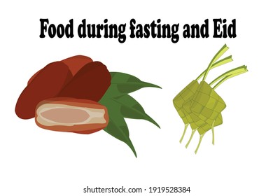 
vectores de dátiles y comida rhombus de Arabia para ayuno musulmán y Eid