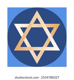 Vector David star emblem.Gold Star of David icon.Jewish festival of lights Hanukkah symbol for prints,covers,invitations,social media.