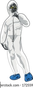 Vektor david Statue Illustration in covid-19 Kostüm