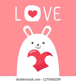 Vector Valentine´s day card with rabbit bunny
