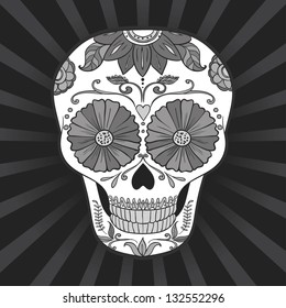 Vector Day of The Dead black and white Sugar Skull