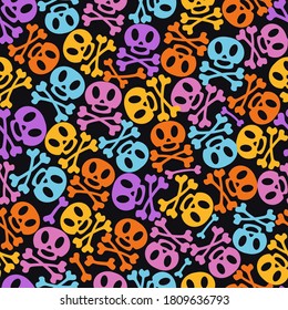 Vector Day of the dead holiday sugar skulls pattern colorful style for dia de los muartes flyer, Halloween party, traditional mexican wallpaper. Illustration 10 eps