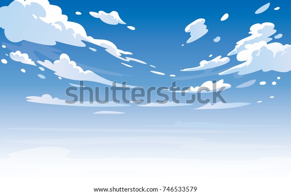 ベクター画像の日景の空の雲 アニメの清潔なスタイル 背景デザイン のベクター画像素材 ロイヤリティフリー