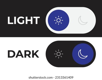 Vector day night switch. Mobile app interface design concept. Dark mode switch icon. Day and night mode gadget application. Light and dark icon. EPS 10