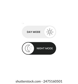 Vector day night switch. Mobile app interface design concept. Dark mode switch icon. Day and night mode gadget application.