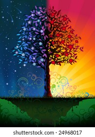 Vector day and night tree (.JPG version id 44515195, other landscapes are in my gallery)