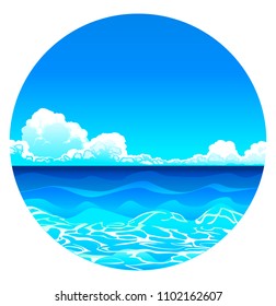 Vector day ocean Sea Background Summertime sea beach in circle