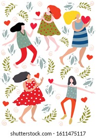 Vector Valentine’s Day women set