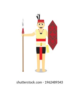 A Vector Of Dayak Warrior Holding 